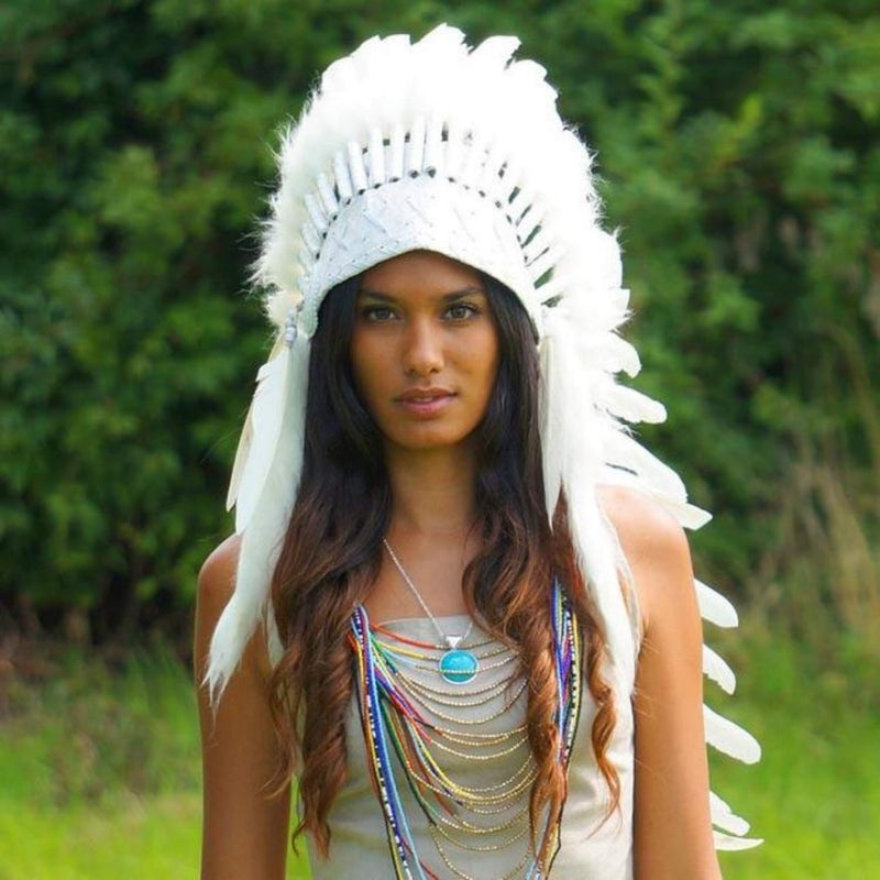 Novum Crafts Feather Headdress | Native American Indian Inspired | White - Image 4